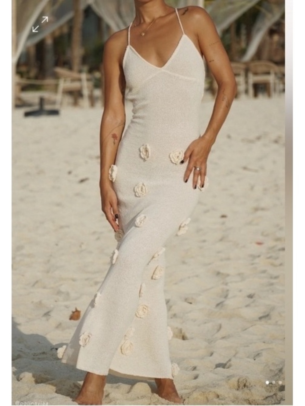 NWT Meshki Suki Knit Maxi Dress With Flowers - Nude XL